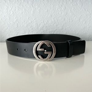 Gucci Leather Belt with Interlocking G size 75